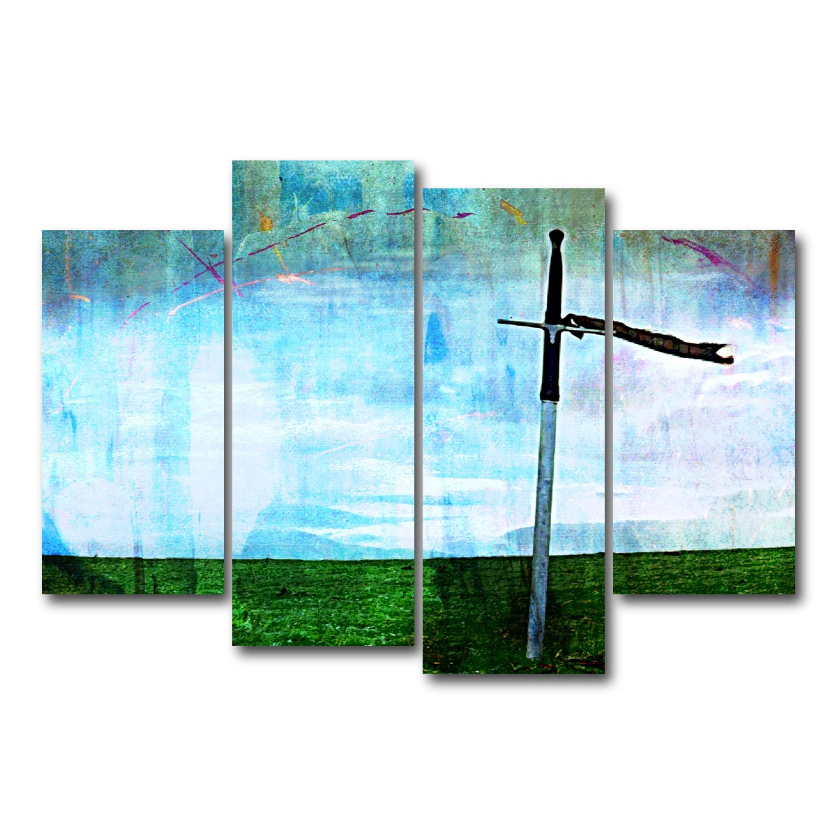 AUTO-MOCKUP WHITE | William Wallace's Sword | 4 Piece | Gallery Wrap Canvas | group=4_short