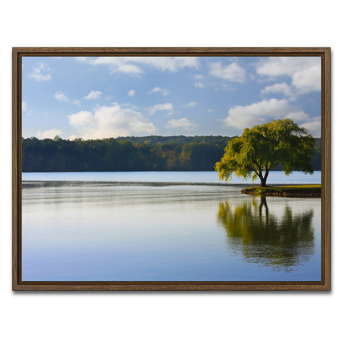 AUTO-MOCKUP WHITE | Willow tree on the Tennessee River | 1 Piece | Walnut Framed Canvas | group=4x3