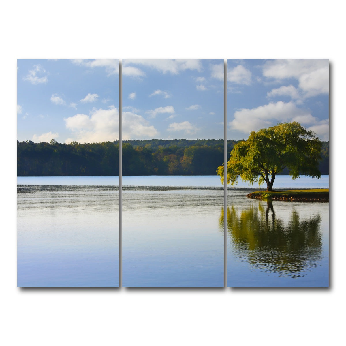 AUTO-MOCKUP WHITE | Willow tree on the Tennessee River | 3 Piece | Gallery Wrap Canvas | group=8x18
