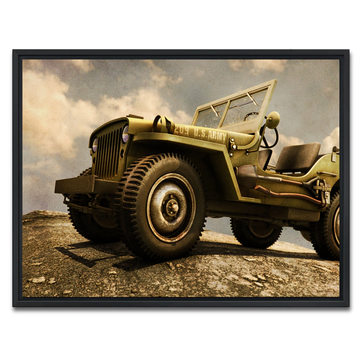 AUTO-MOCKUP WHITE | Willys Military Jeep | 1 Piece | Black Framed Canvas | group=4x3
