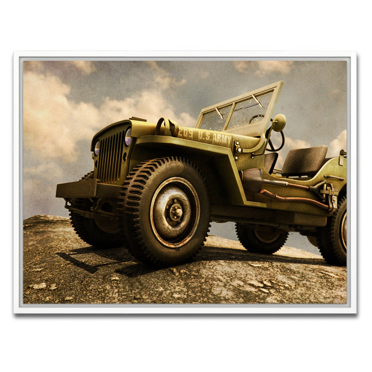 AUTO-MOCKUP WHITE | Willys Military Jeep | 1 Piece | White Framed Canvas | group=4x3