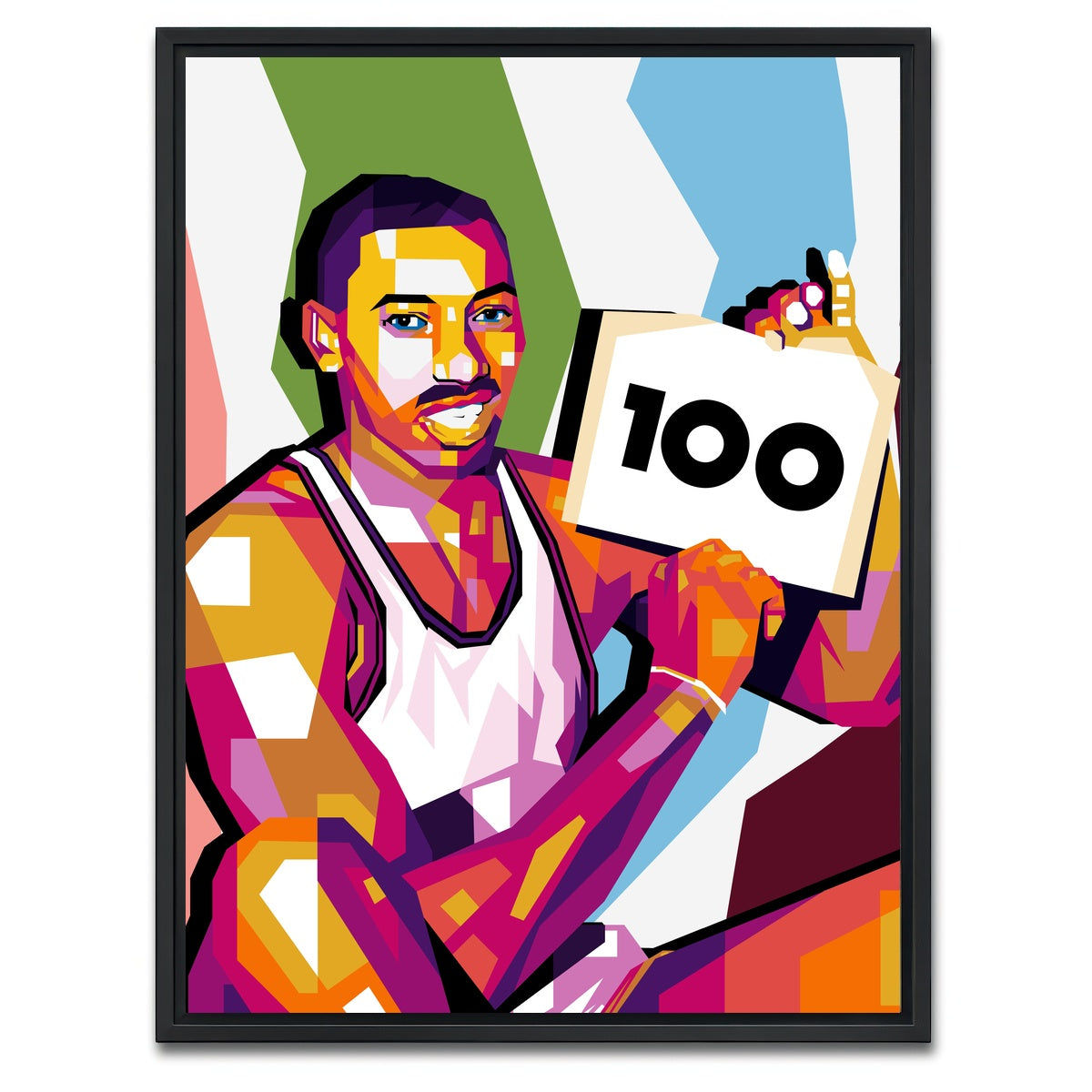 AUTO-MOCKUP WHITE | Wilt Chamberlain 100 | 1 Piece | Black Framed Canvas | group=3x4