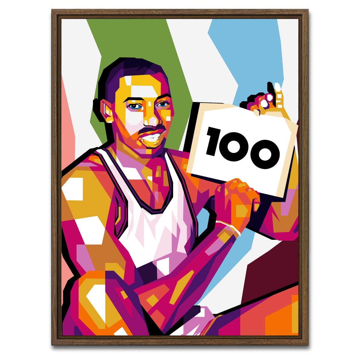 AUTO-MOCKUP WHITE | Wilt Chamberlain 100 | 1 Piece | Walnut Framed Canvas | group=3x4