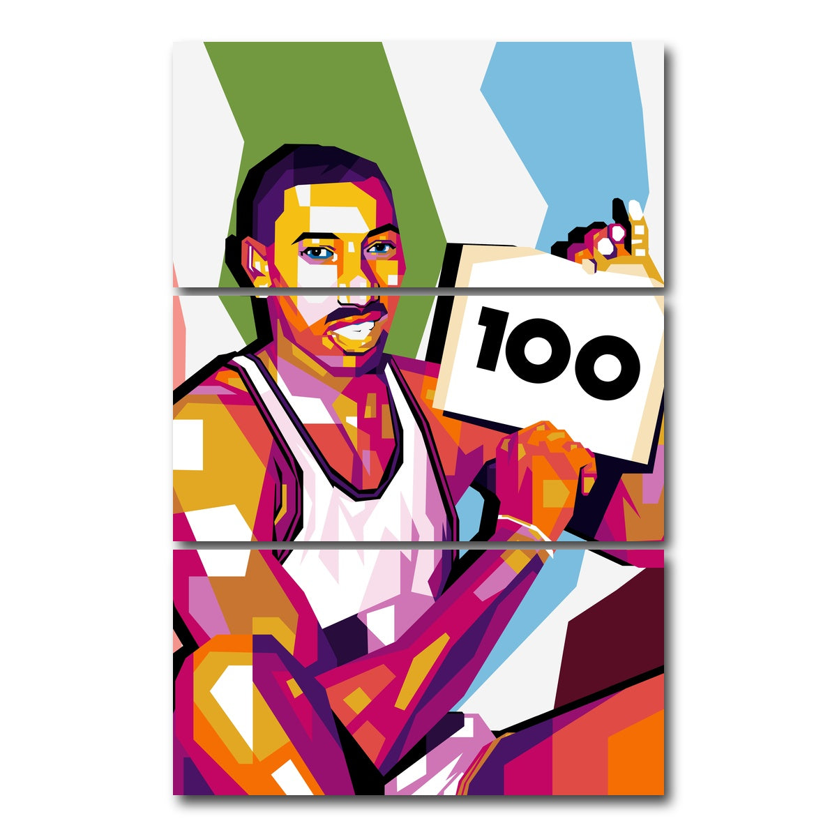 AUTO-MOCKUP WHITE | Wilt Chamberlain 100 | 3 Piece | Gallery Wrap Canvas | group=12x24_stacked