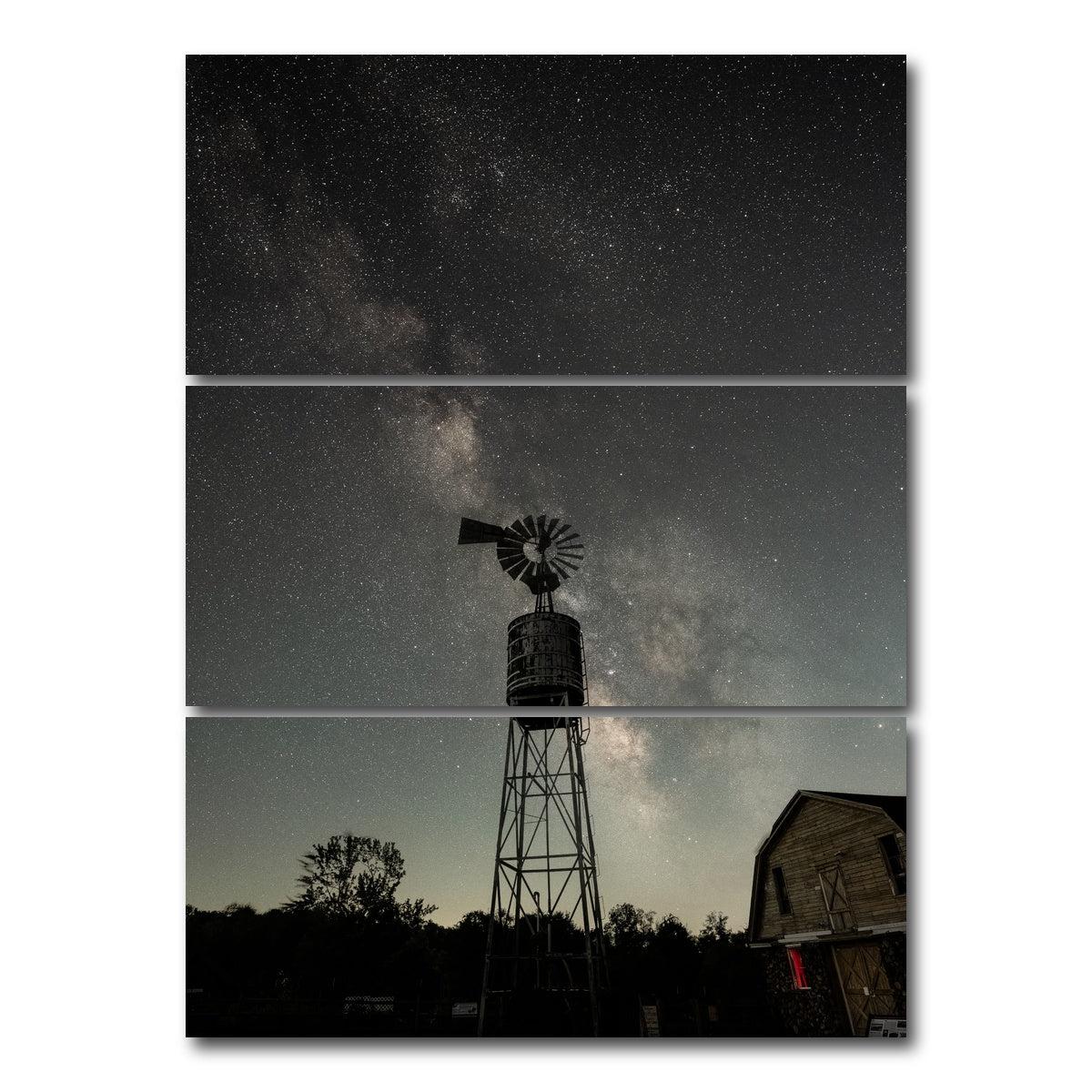 AUTO-MOCKUP WHITE | Windmill at Night | 3 Piece | Gallery Wrap Canvas | group=8x18_stacked