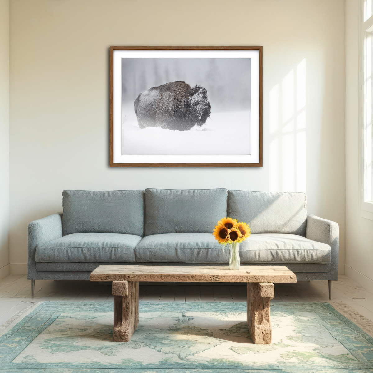 AUTO-MOCKUP ROOM | Winter Bison - Yellowstone Wall Art
