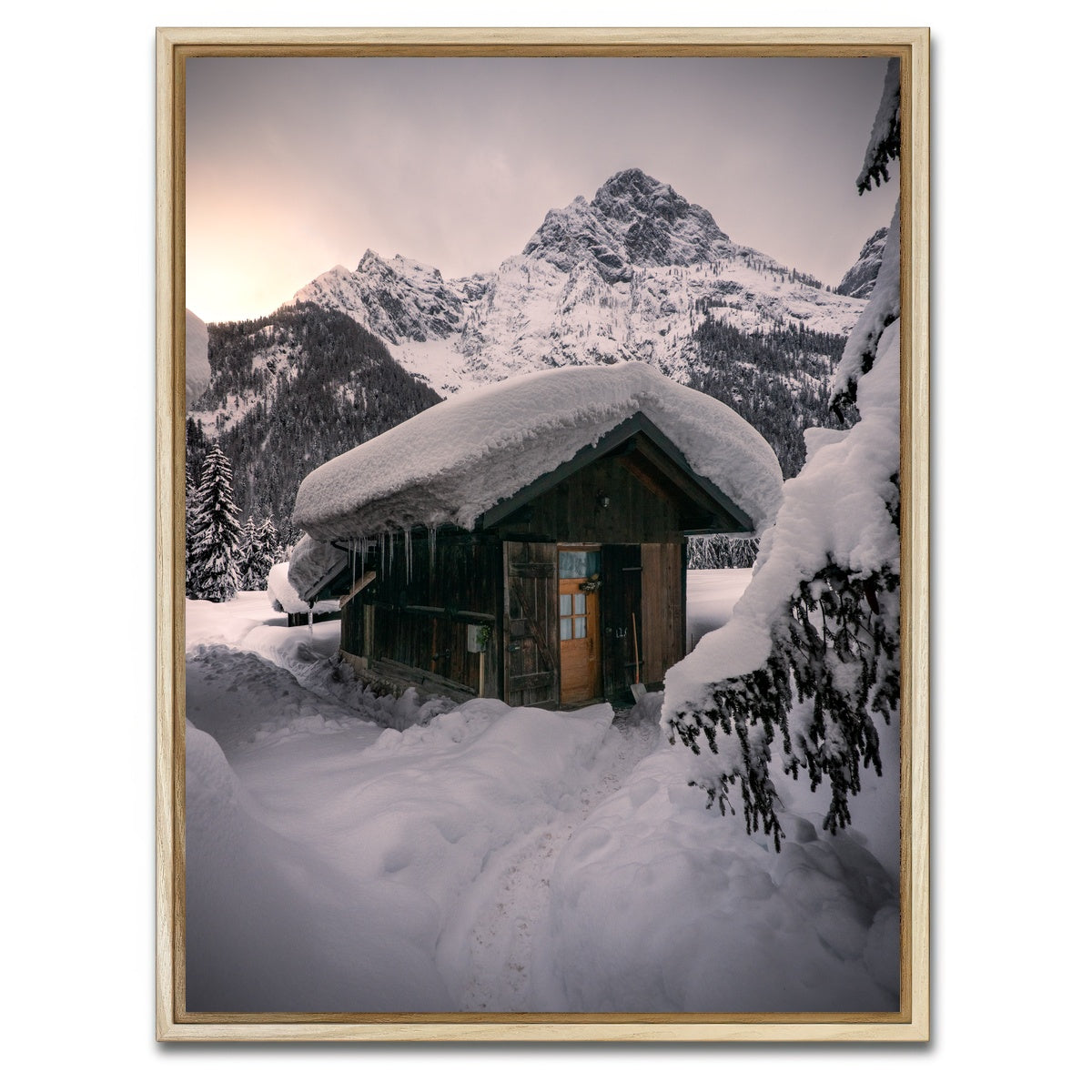 AUTO-MOCKUP WHITE | Winter Cabin | 1 Piece | Natural Framed Canvas | group=3x4