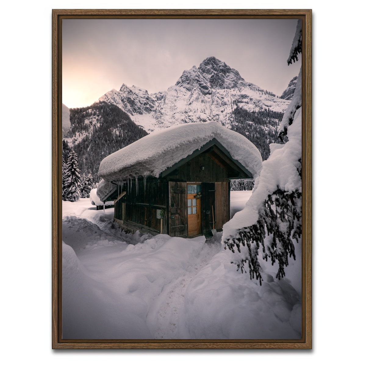 AUTO-MOCKUP WHITE | Winter Cabin | 1 Piece | Walnut Framed Canvas | group=3x4