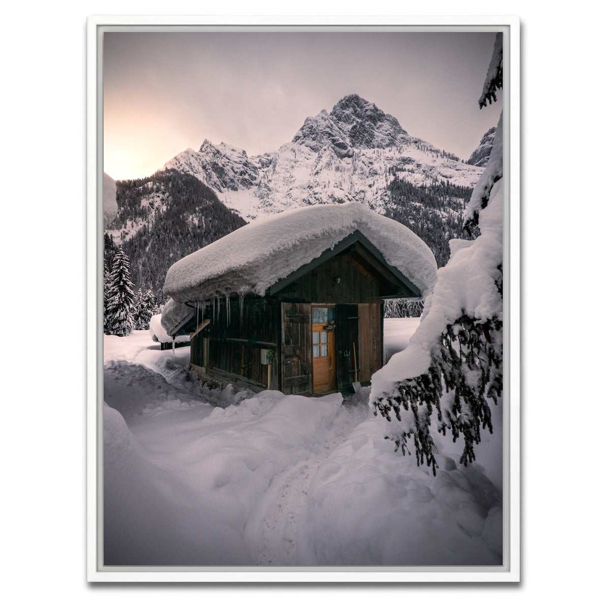 AUTO-MOCKUP WHITE | Winter Cabin | 1 Piece | White Framed Canvas | group=3x4