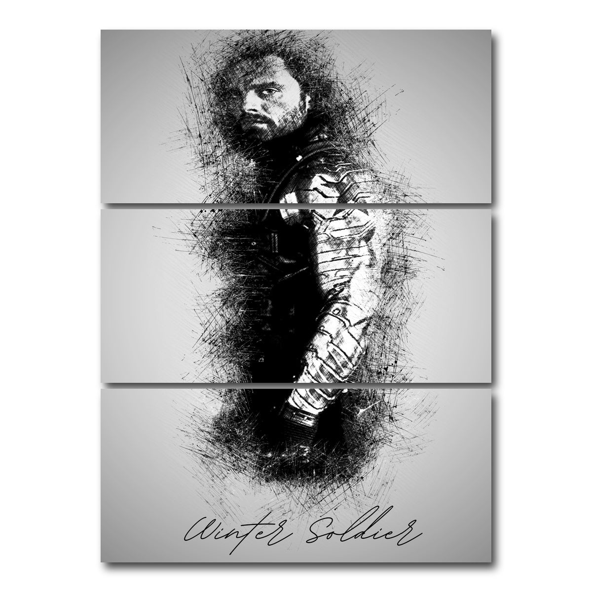 AUTO-MOCKUP WHITE | Winter Soldier Sketch | 3 Piece | Gallery Wrap Canvas | group=8x18_stacked