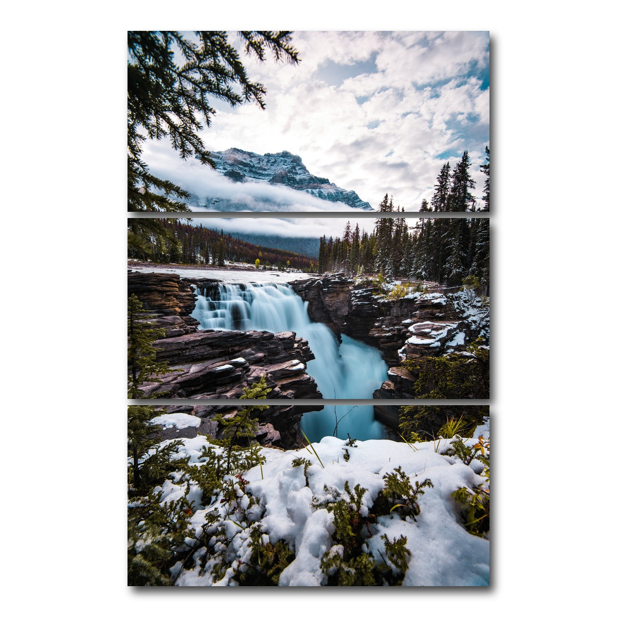 AUTO-MOCKUP WHITE | Wintry Waterfall | 3 Piece | Gallery Wrap Canvas | group=12x24_stacked