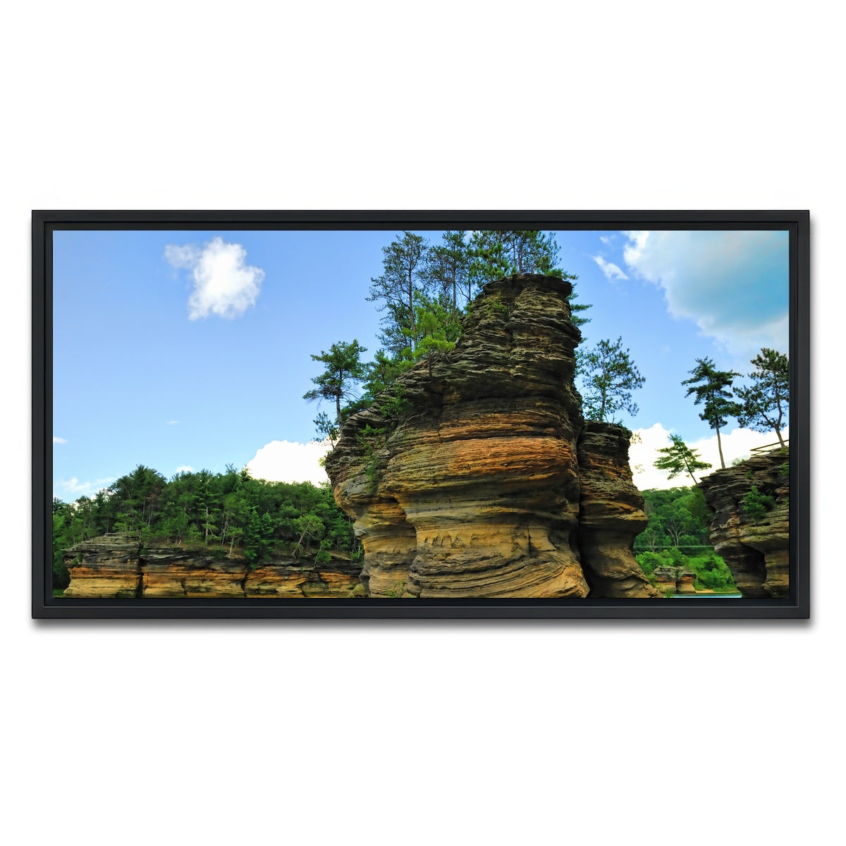 AUTO-MOCKUP WHITE | Wisconsin Dells sandstone formation | 1 Piece | Black Framed Canvas | group=2x1