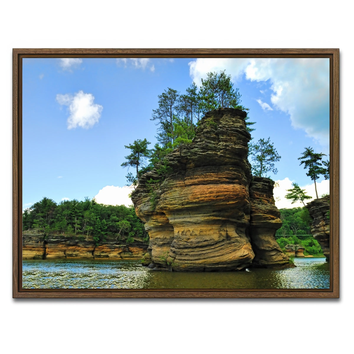AUTO-MOCKUP WHITE | Wisconsin Dells sandstone formation | 1 Piece | Walnut Framed Canvas | group=4x3