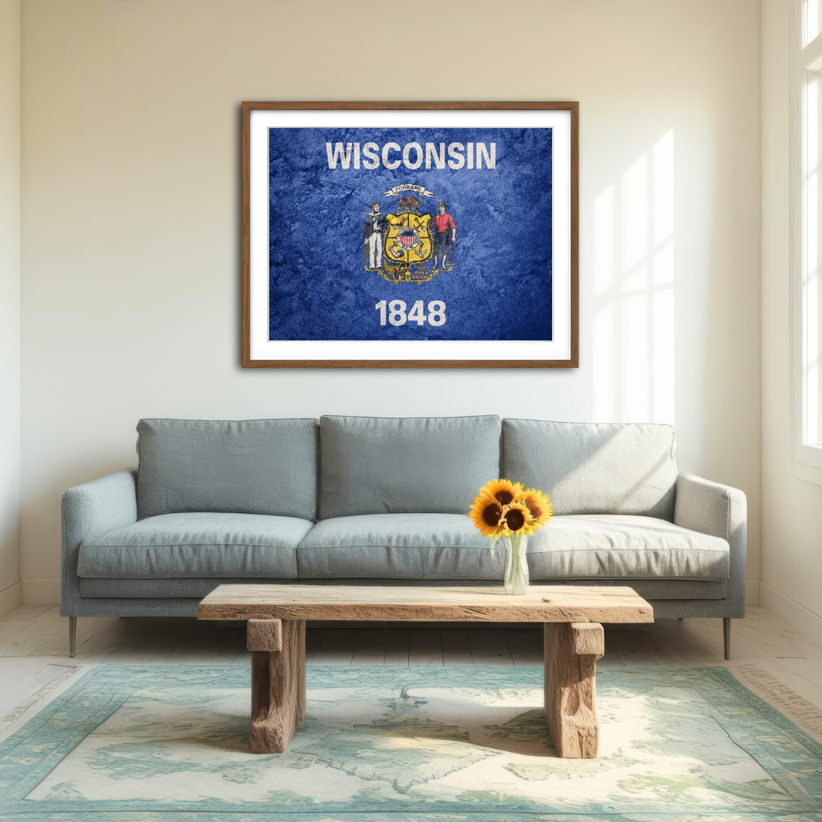 AUTO-MOCKUP ROOM | Wisconsin Flag Grunge Wall Art