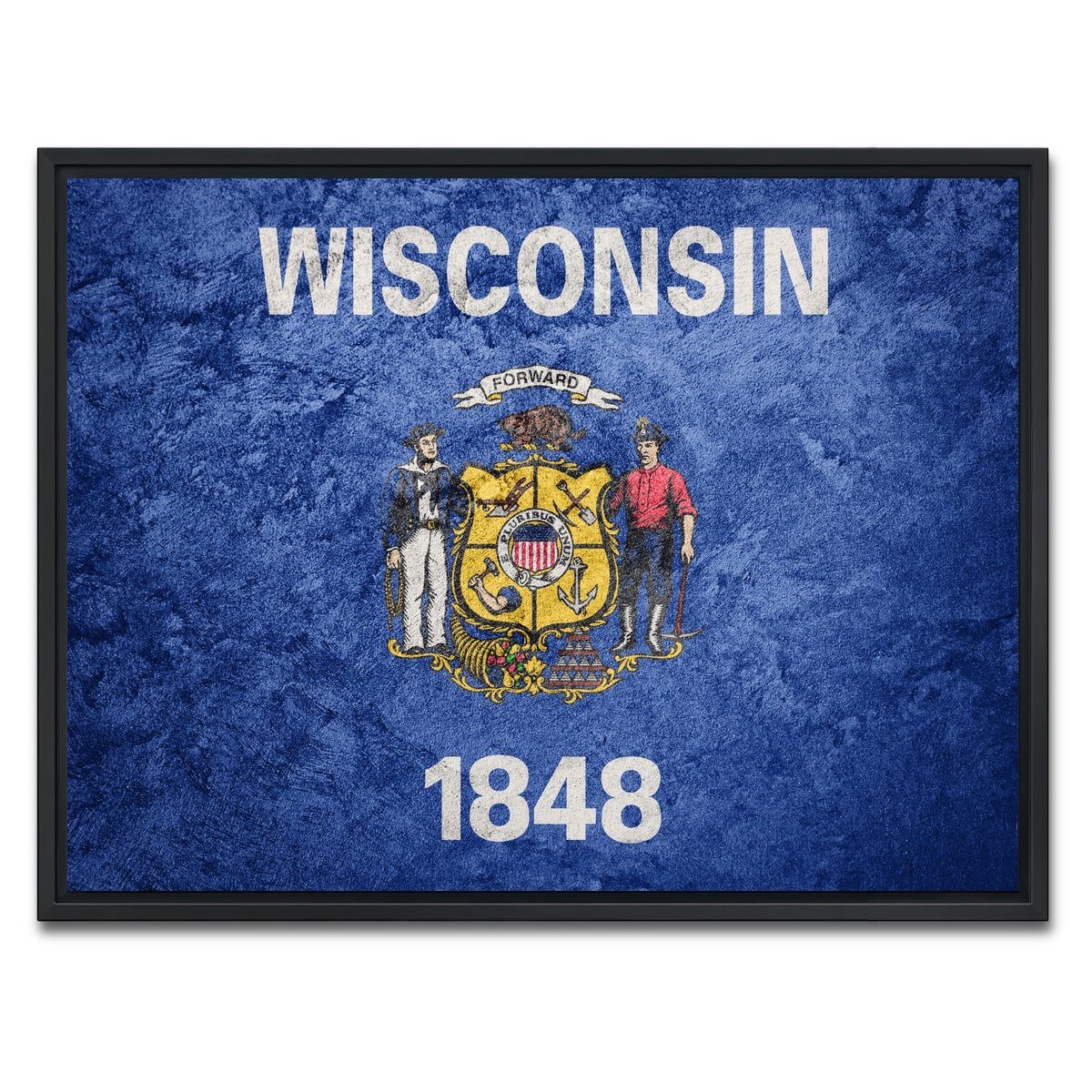 AUTO-MOCKUP WHITE | Wisconsin Flag Grunge | 1 Piece | Black Framed Canvas | group=4x3