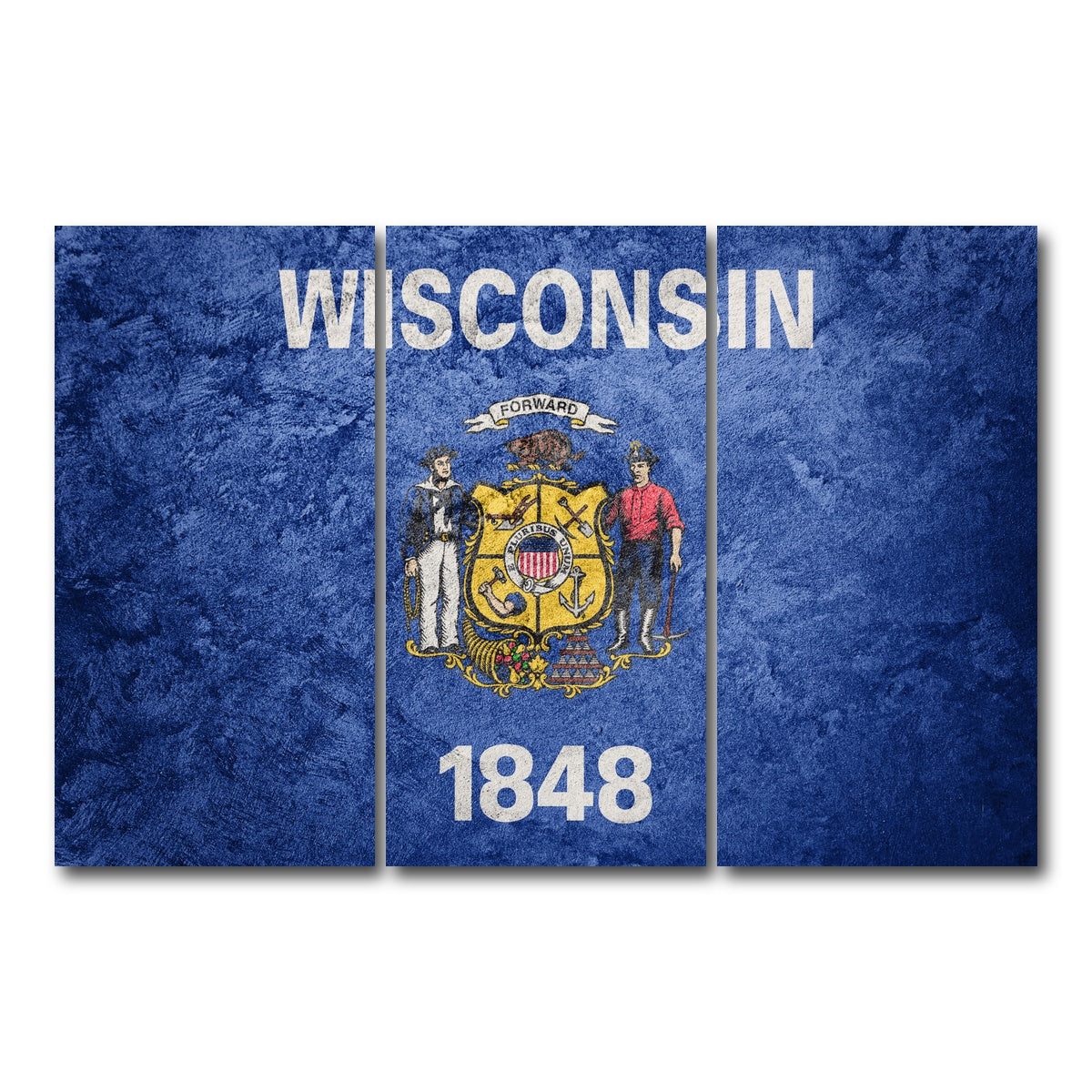 AUTO-MOCKUP WHITE | Wisconsin Flag Grunge | 3 Piece | Gallery Wrap Canvas | group=12x24