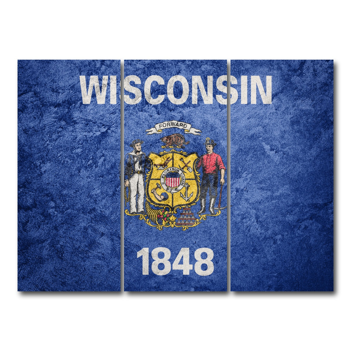 AUTO-MOCKUP WHITE | Wisconsin Flag Grunge | 3 Piece | Gallery Wrap Canvas | group=8x18