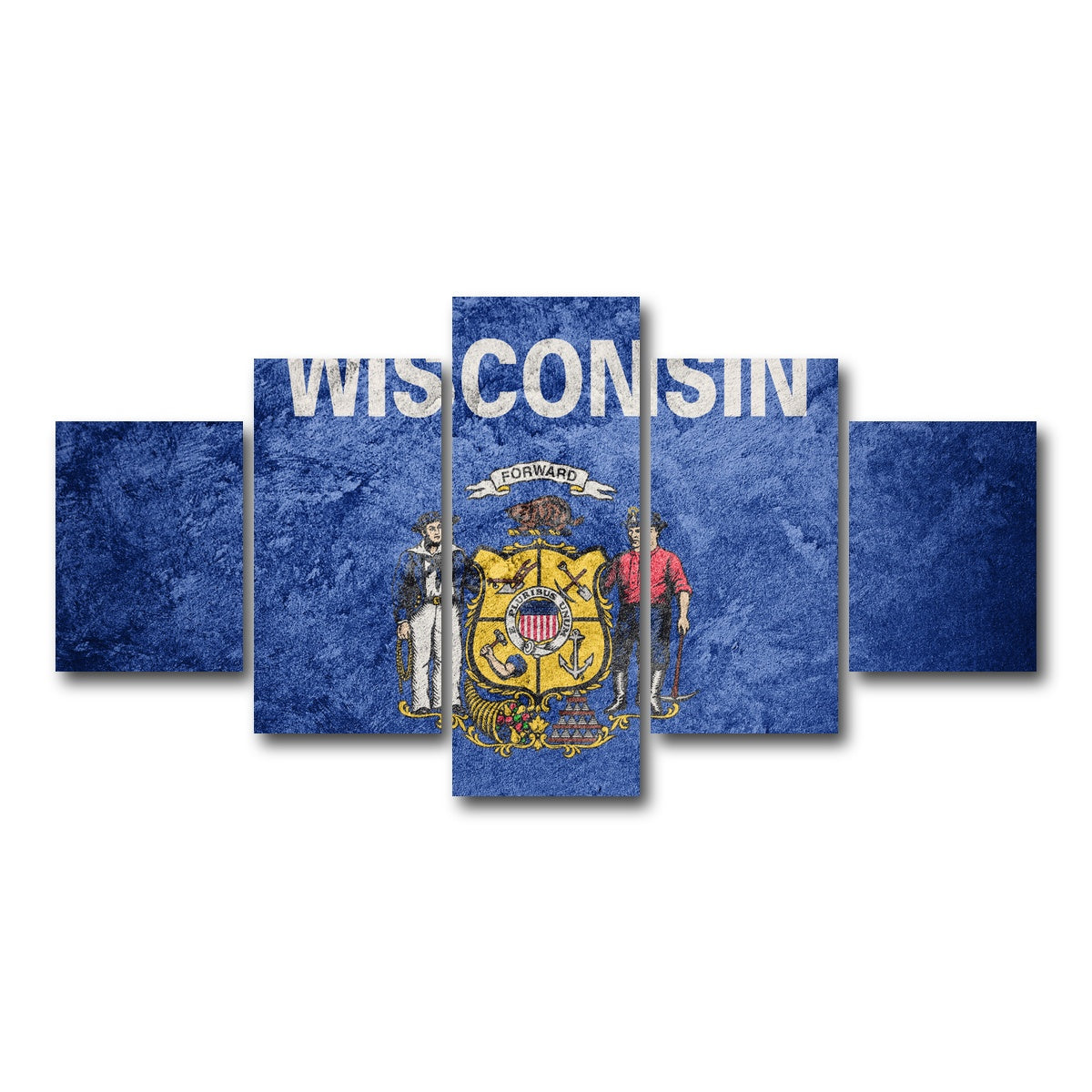AUTO-MOCKUP WHITE | Wisconsin Flag Grunge | 5 Piece | Gallery Wrap Canvas | group=5_short