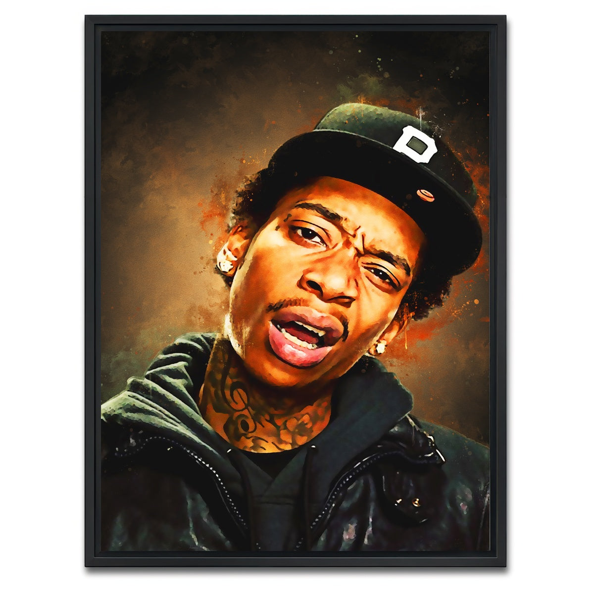 AUTO-MOCKUP WHITE | Wiz Khalifa Painting | 1 Piece | Black Framed Canvas | group=3x4