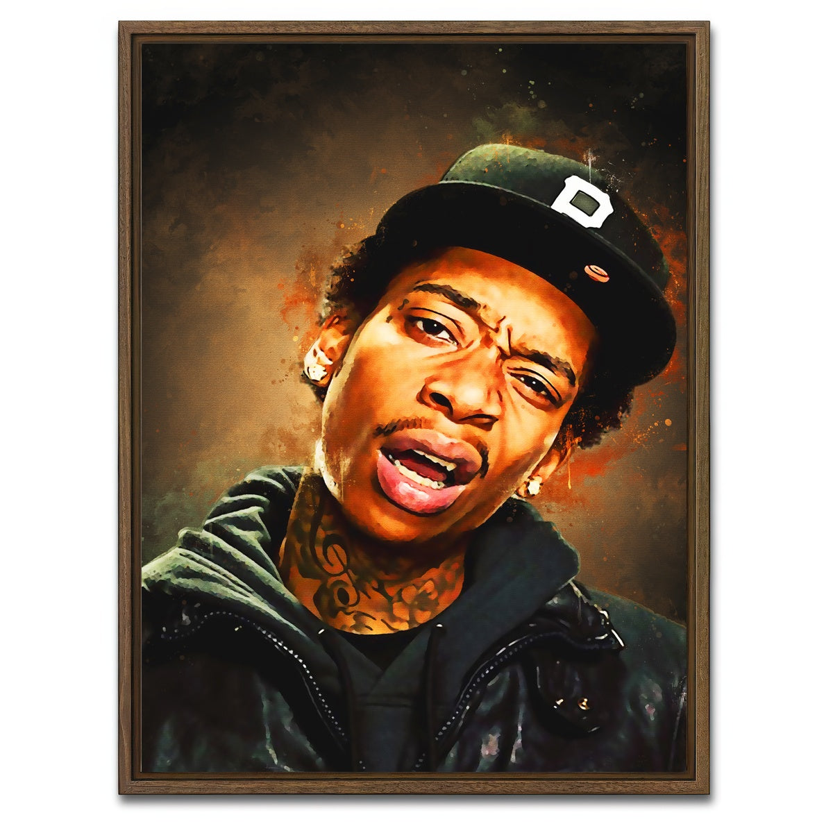 AUTO-MOCKUP WHITE | Wiz Khalifa Painting | 1 Piece | Walnut Framed Canvas | group=3x4