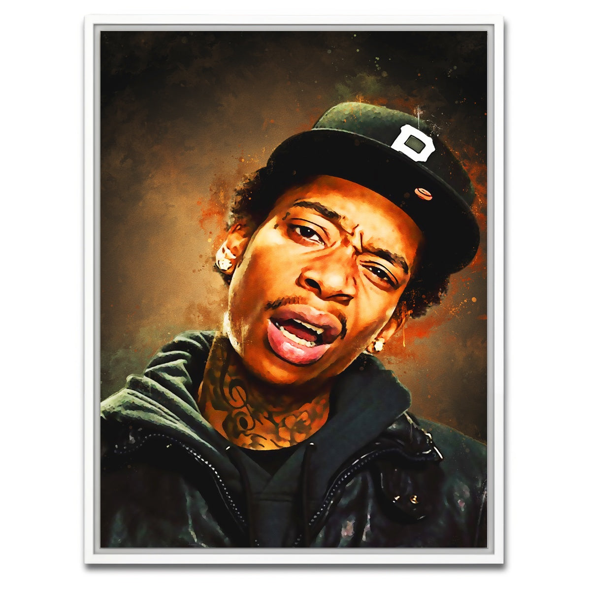 AUTO-MOCKUP WHITE | Wiz Khalifa Painting | 1 Piece | White Framed Canvas | group=3x4