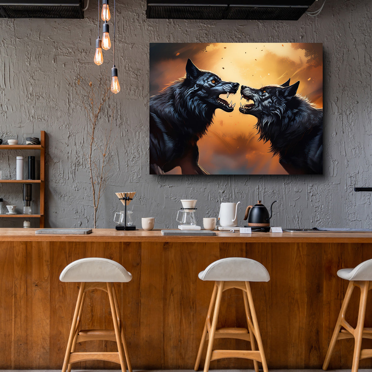 Wolf Fight Wall Art
