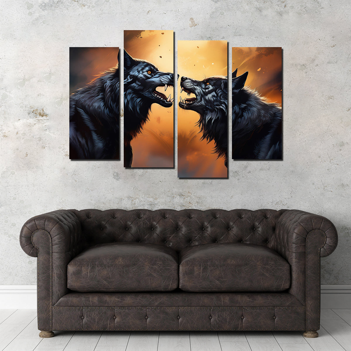 Wolf Fight Wall Art