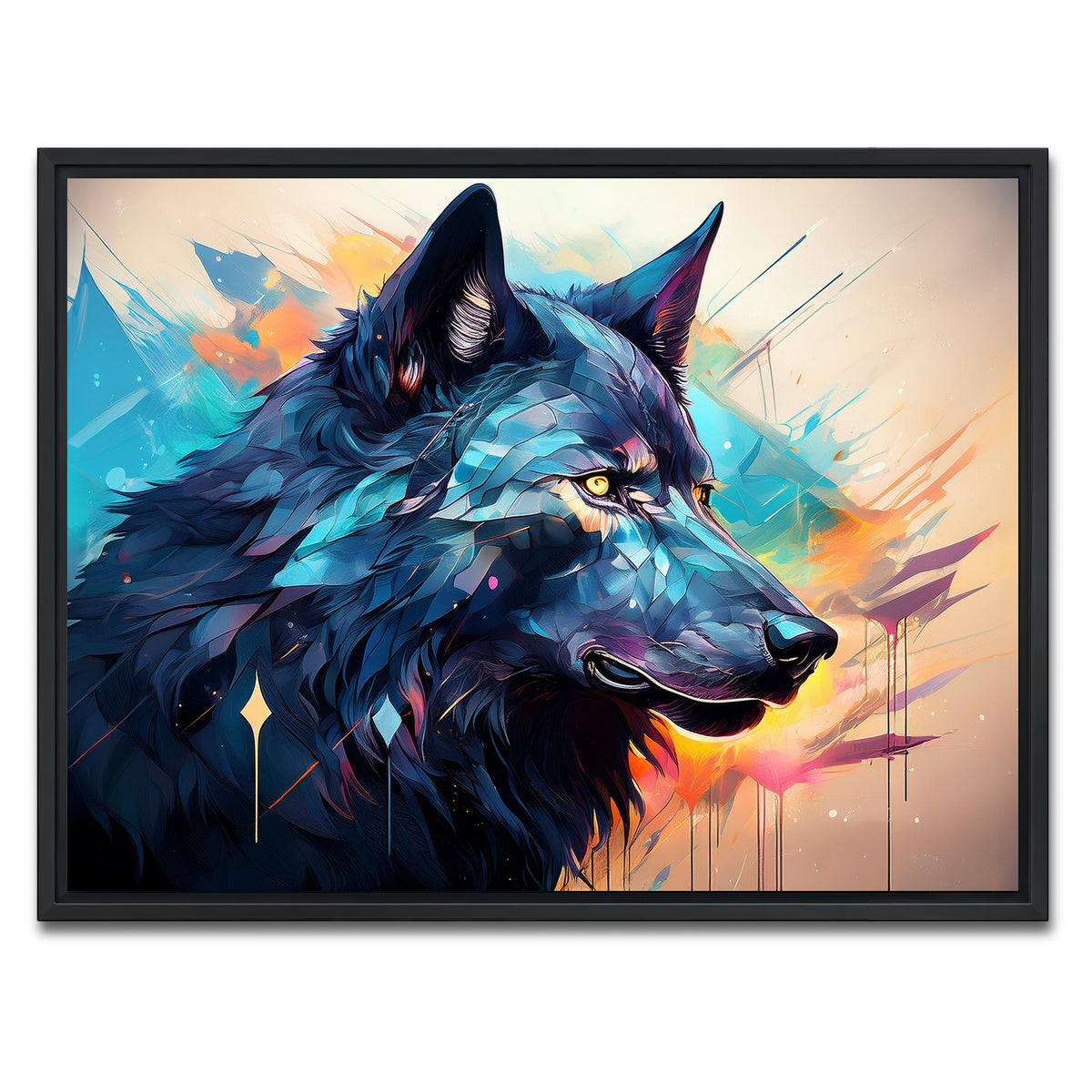 AUTO-MOCKUP WHITE | Wolf Abstract Painting | 1 Piece | Black Framed Canvas | group=4x3