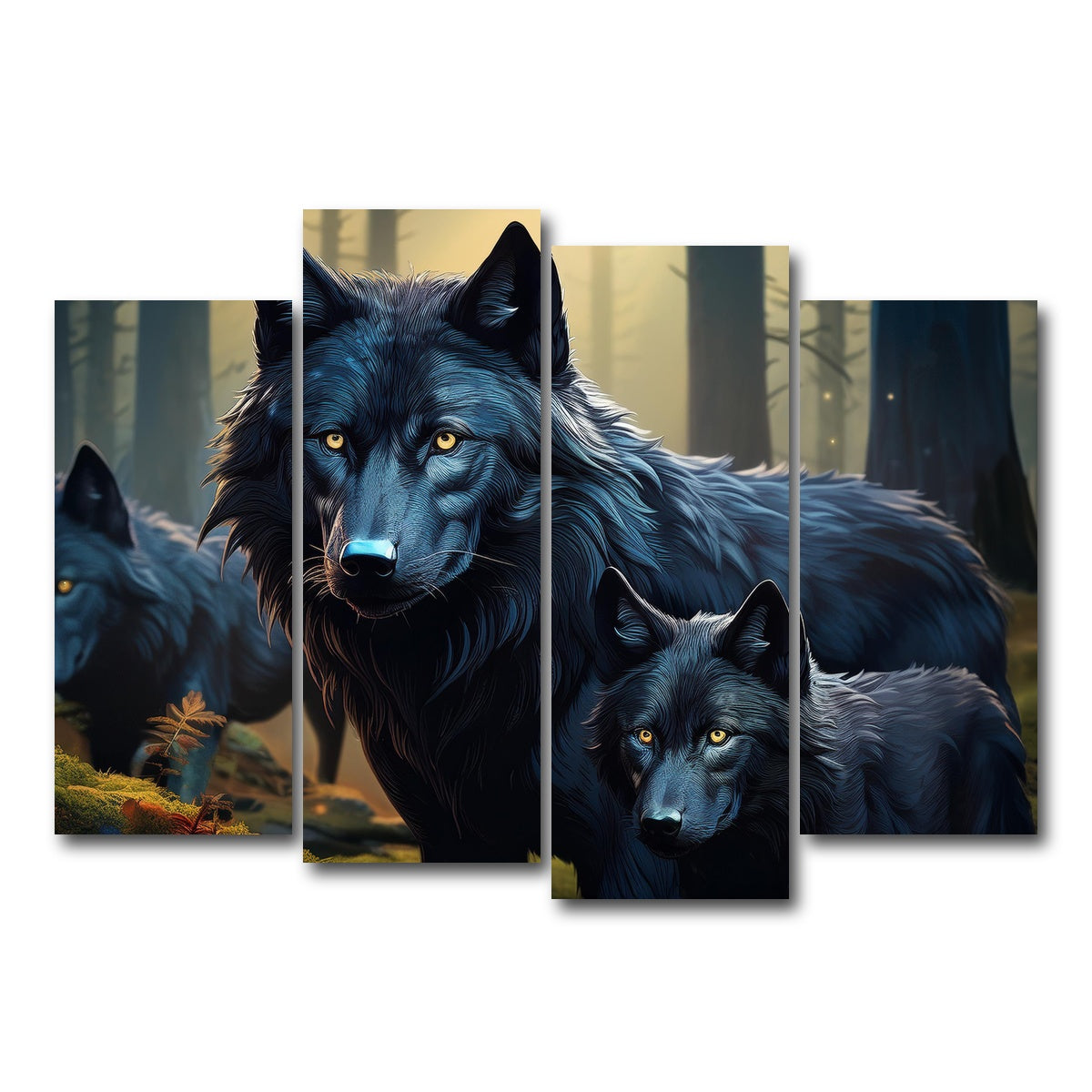 AUTO-MOCKUP WHITE | Wolf Family | 4 Piece | Gallery Wrap Canvas | group=4_normal