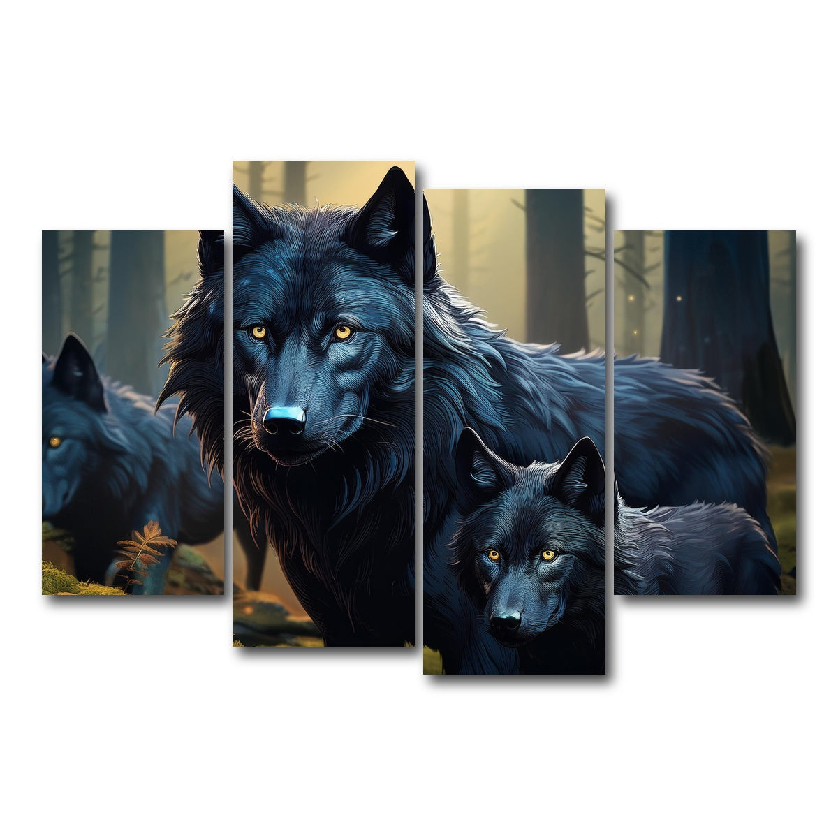 AUTO-MOCKUP WHITE | Wolf Family | 4 Piece | Gallery Wrap Canvas | group=4_short