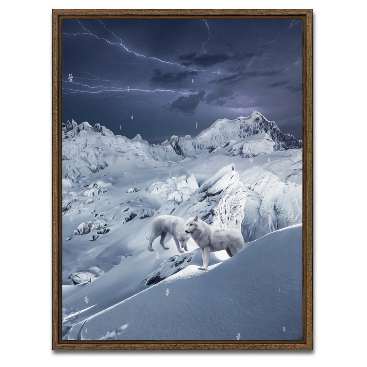 AUTO-MOCKUP WHITE | Wolf IceLand | 1 Piece | Walnut Framed Canvas | group=3x4