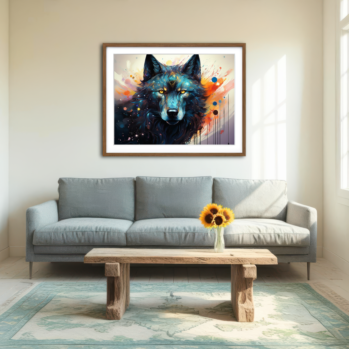 AUTO-MOCKUP ROOM | Wolf Painting Wall Art