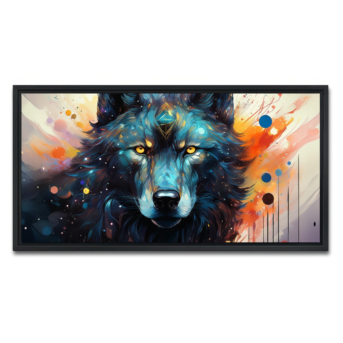 AUTO-MOCKUP WHITE | Wolf Painting | 1 Piece | Black Framed Canvas | group=2x1
