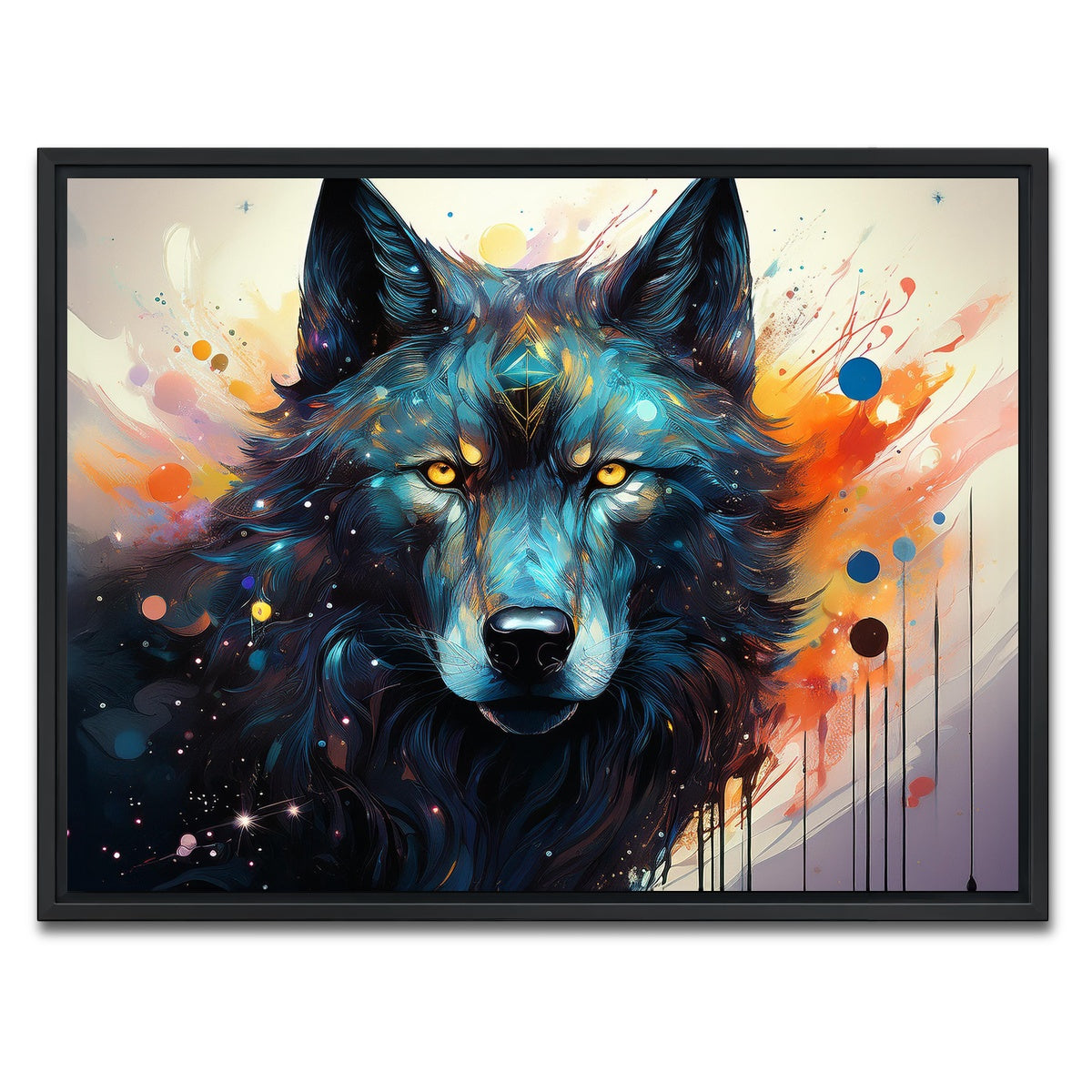 AUTO-MOCKUP WHITE | Wolf Painting | 1 Piece | Black Framed Canvas | group=4x3