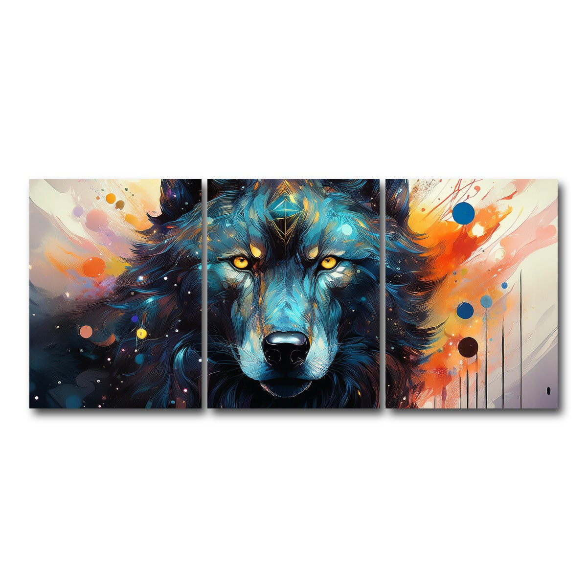 AUTO-MOCKUP WHITE | Wolf Painting | 3 Piece | Gallery Wrap Canvas | group=18x24