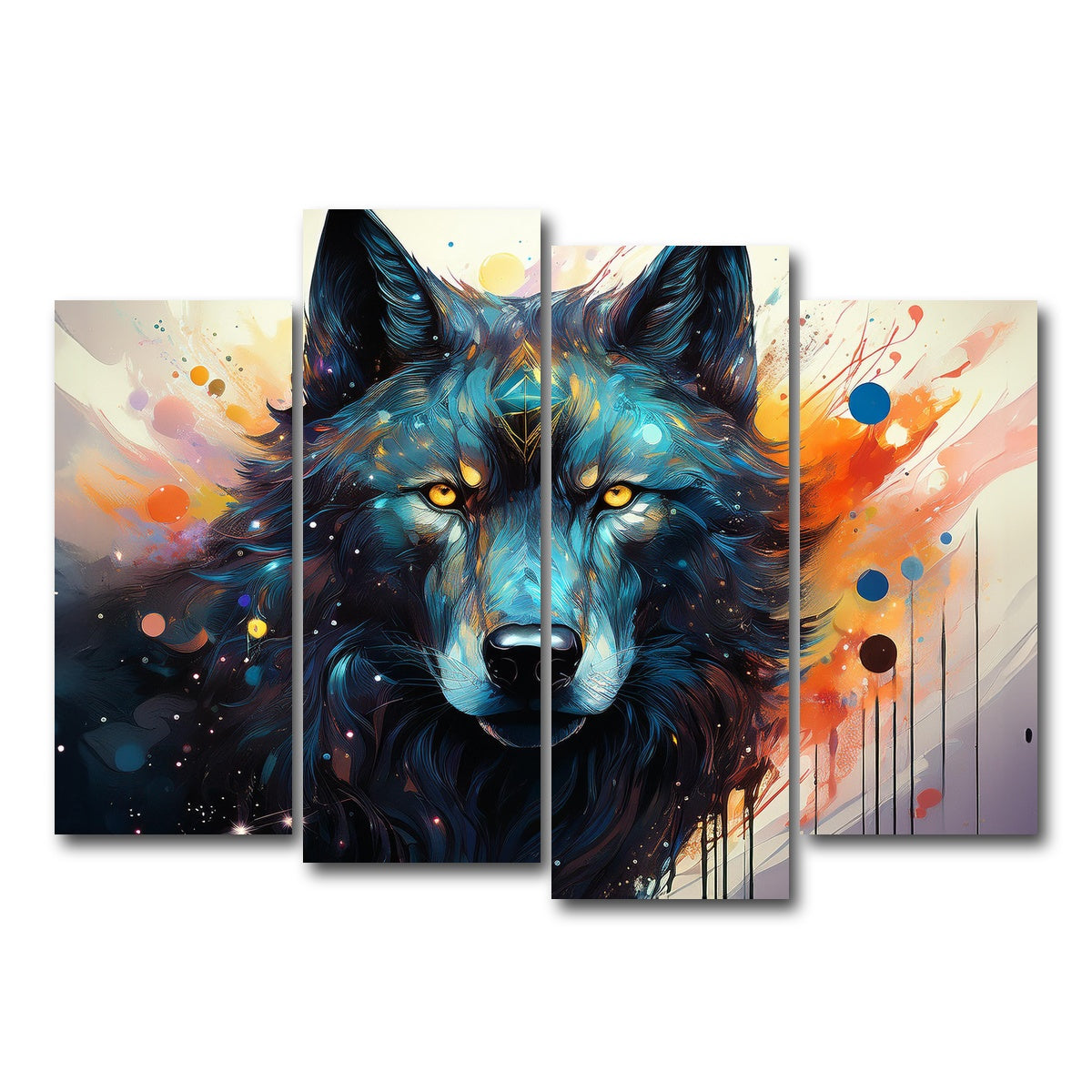 AUTO-MOCKUP WHITE | Wolf Painting | 4 Piece | Gallery Wrap Canvas | group=4_normal