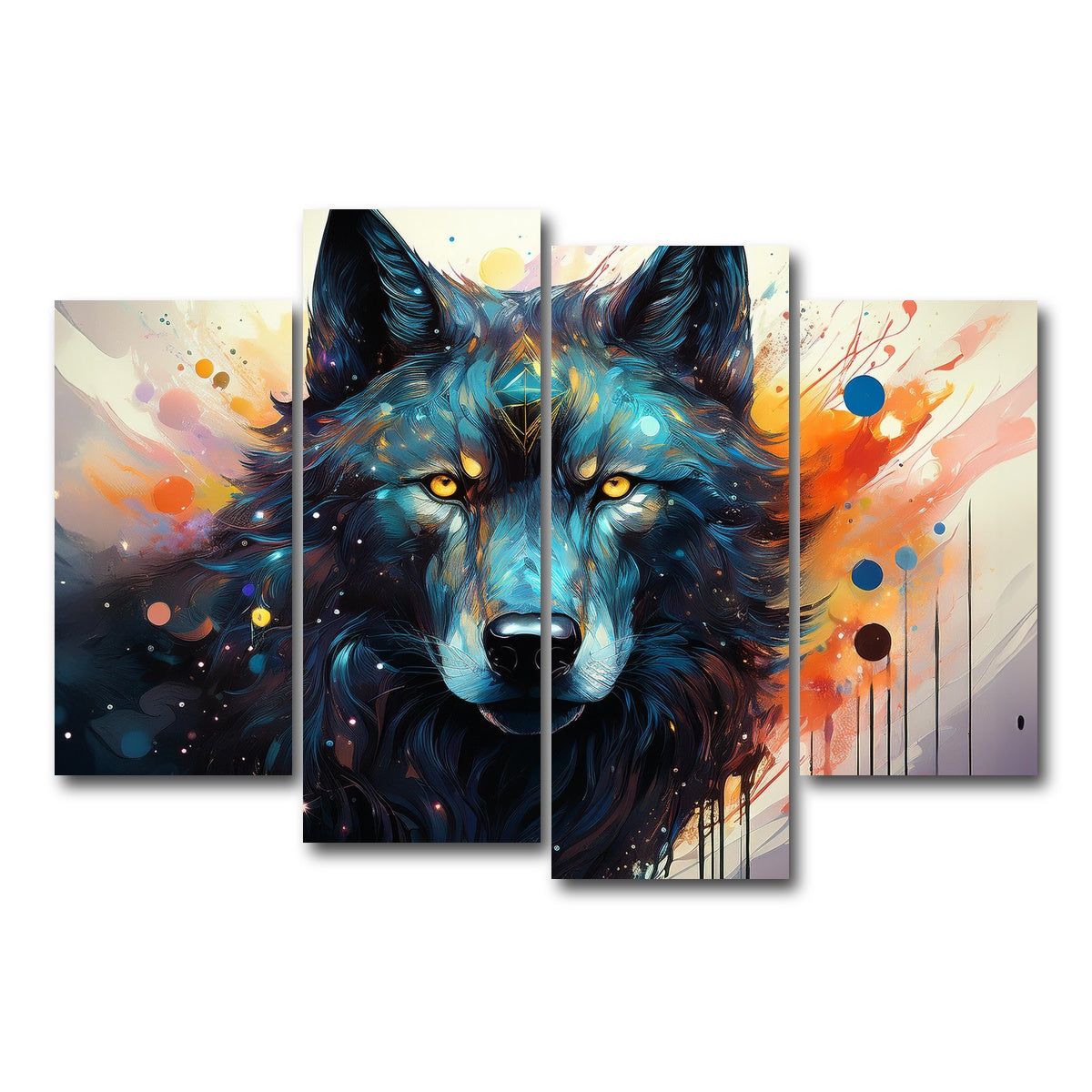 AUTO-MOCKUP WHITE | Wolf Painting | 4 Piece | Gallery Wrap Canvas | group=4_short