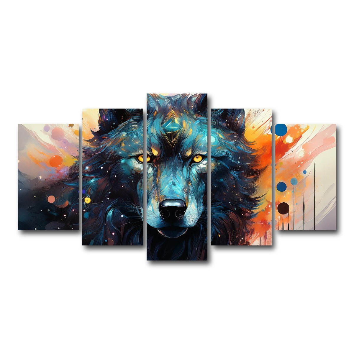 AUTO-MOCKUP WHITE | Wolf Painting | 5 Piece | Gallery Wrap Canvas | group=5_normal