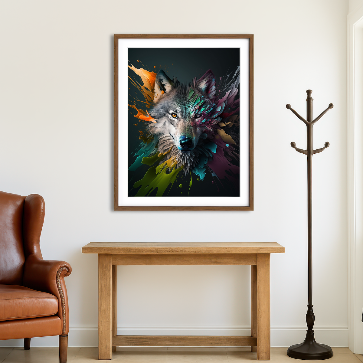 AUTO-MOCKUP ROOM | Wolf Portrait Wall Art