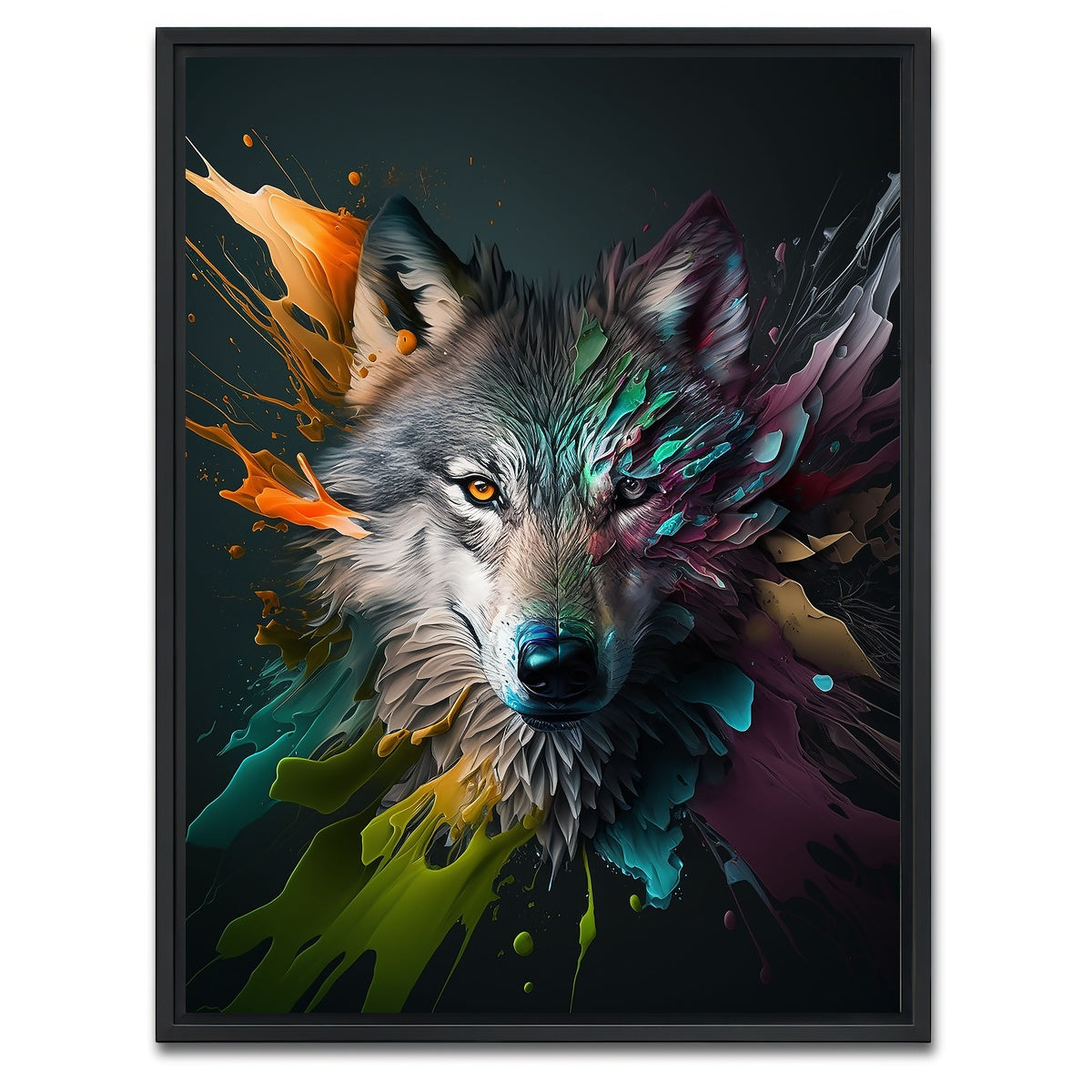 AUTO-MOCKUP WHITE | Wolf Portrait | 1 Piece | Black Framed Canvas | group=3x4