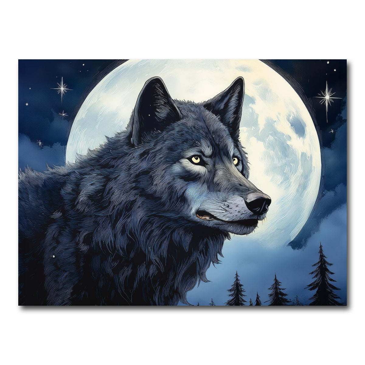 AUTO-MOCKUP WHITE | Wolf in the Moonlight | 1 Piece | Gallery Wrap Canvas | group=4x3