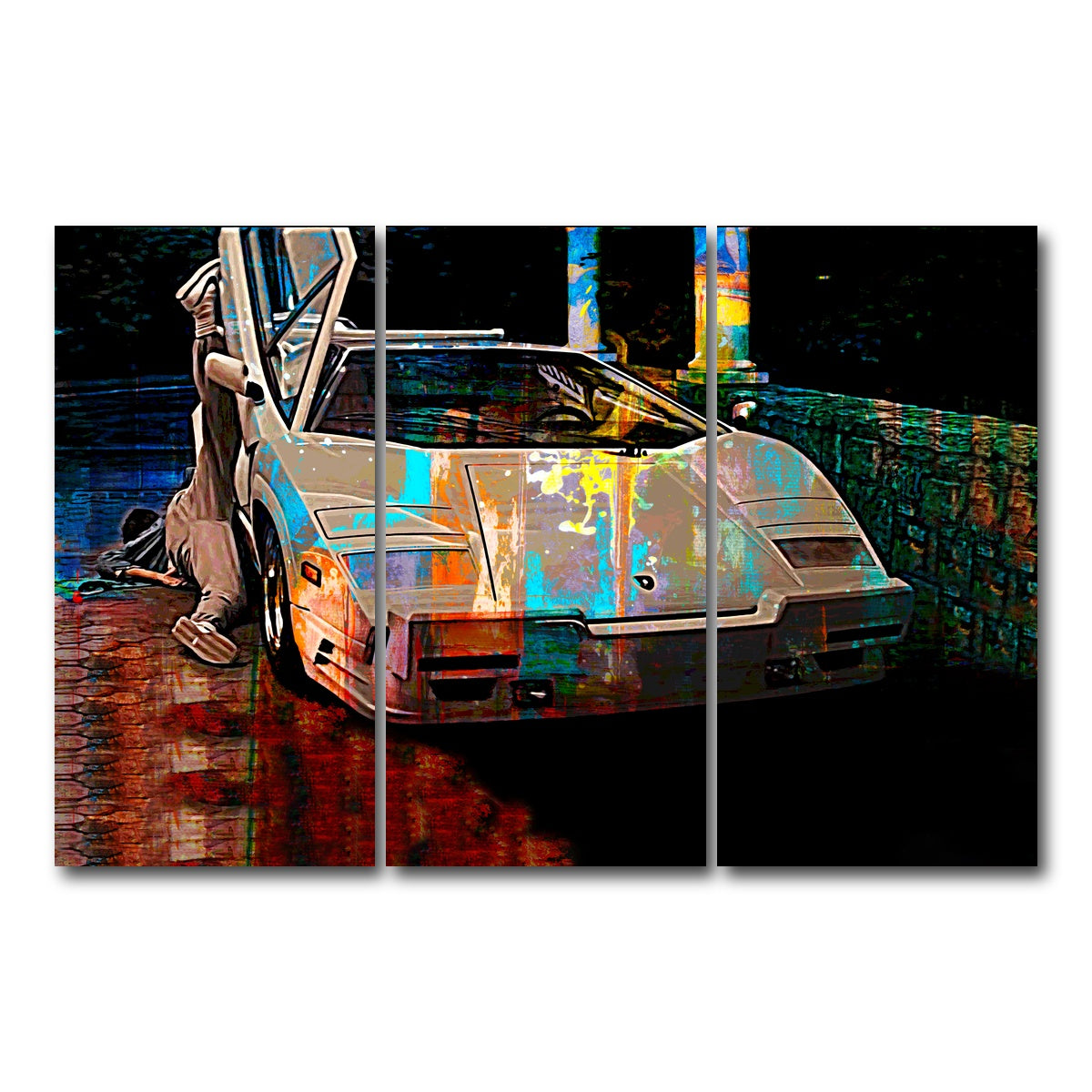AUTO-MOCKUP WHITE | Wolf of Wall Street Lamborghini | 3 Piece | Gallery Wrap Canvas | group=12x24