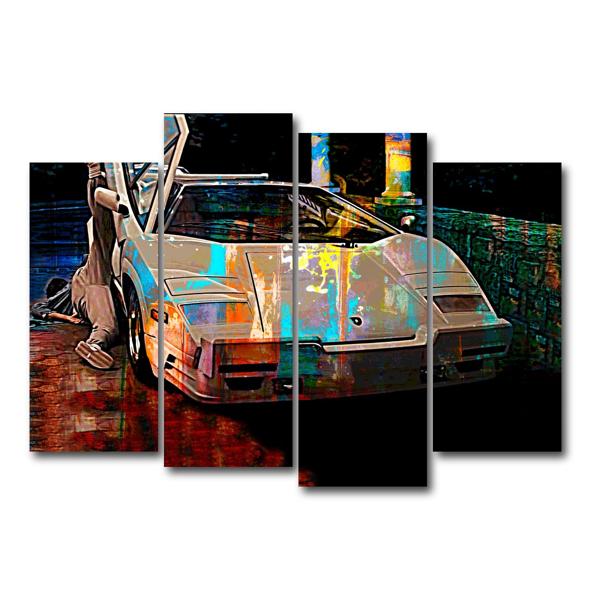 AUTO-MOCKUP WHITE | Wolf of Wall Street Lamborghini | 4 Piece | Gallery Wrap Canvas | group=4_normal