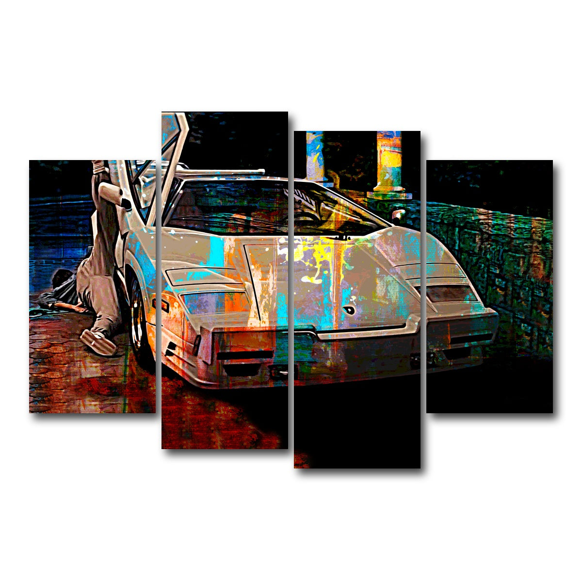 AUTO-MOCKUP WHITE | Wolf of Wall Street Lamborghini | 4 Piece | Gallery Wrap Canvas | group=4_short