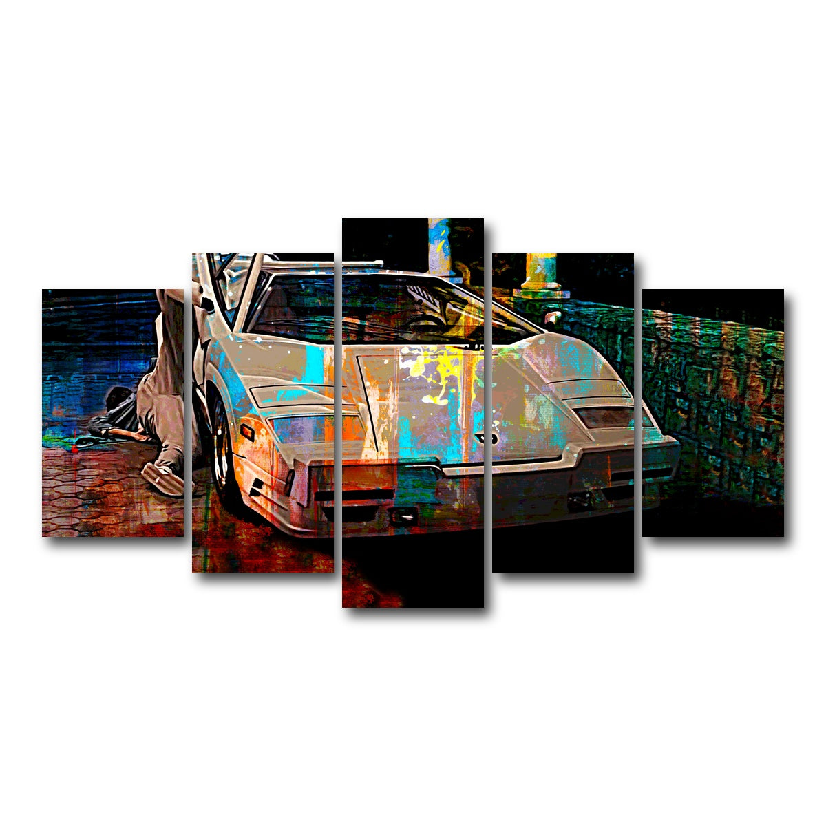 AUTO-MOCKUP WHITE | Wolf of Wall Street Lamborghini | 5 Piece | Gallery Wrap Canvas | group=5_normal