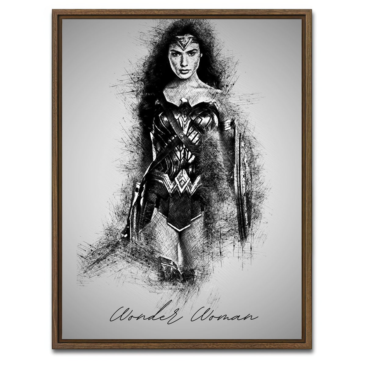 AUTO-MOCKUP WHITE | Wonder Woman | 1 Piece | Walnut Framed Canvas | group=3x4