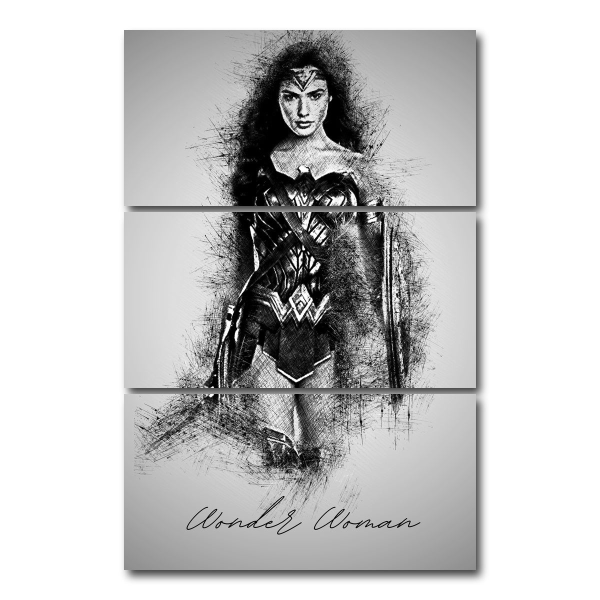 AUTO-MOCKUP WHITE | Wonder Woman | 3 Piece | Gallery Wrap Canvas | group=12x24_stacked