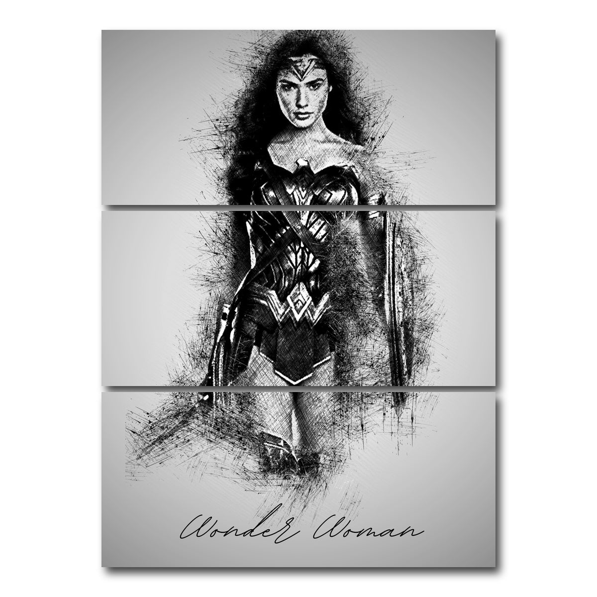 AUTO-MOCKUP WHITE | Wonder Woman | 3 Piece | Gallery Wrap Canvas | group=8x18_stacked