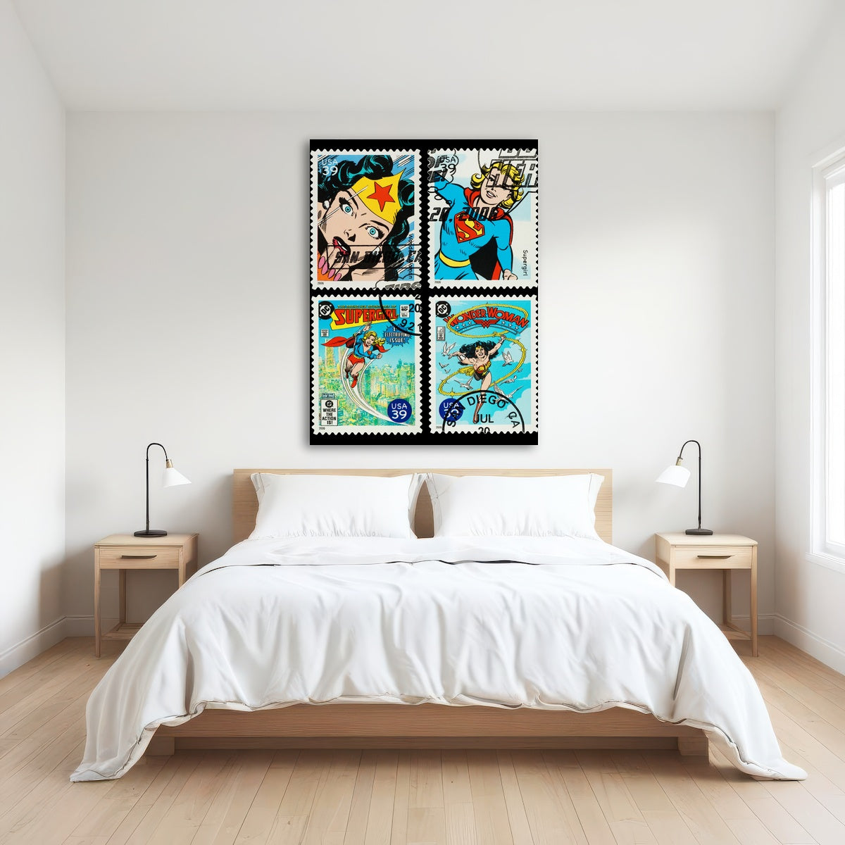 AUTO-MOCKUP ROOM | Wonder Woman and Supergirl Postage Stamps