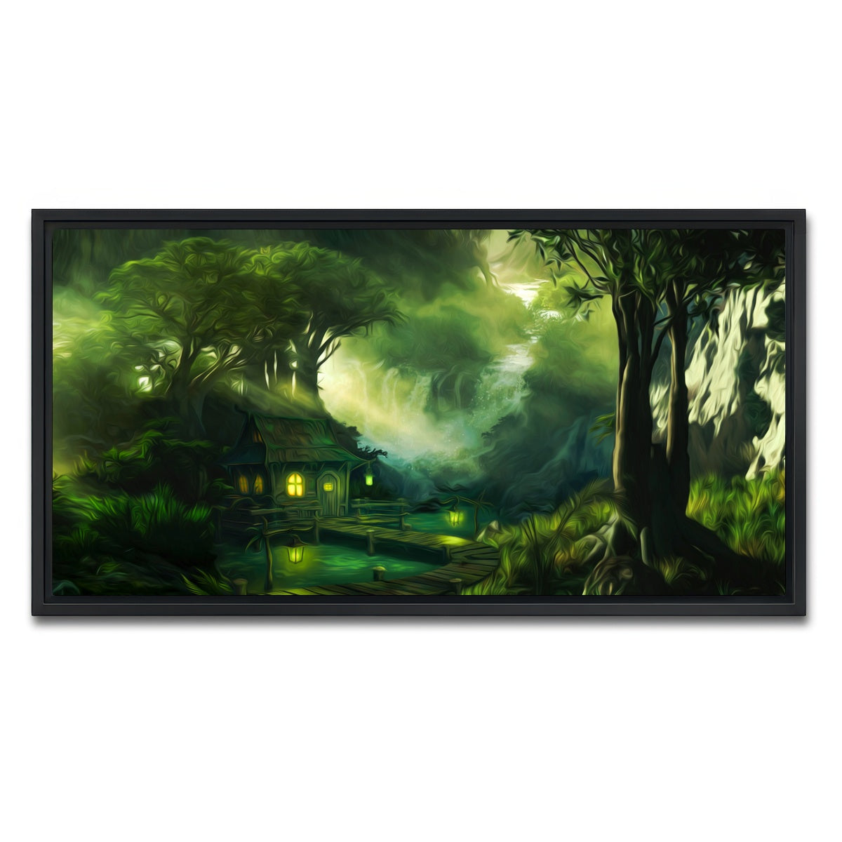 AUTO-MOCKUP WHITE | Woodland Cottage | 1 Piece | Black Framed Canvas | group=2x1